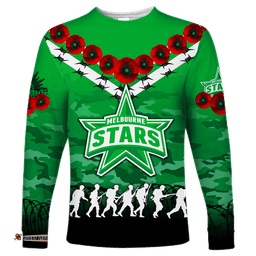 Melbourne Stars ANZAC Long Sleeve T-shirt Camouflage With Poppy