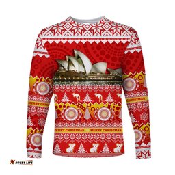 Custom Personalised Australia Long Sleeve T-shirt Sydney Opera House Aboriginal Art Merry Christmas