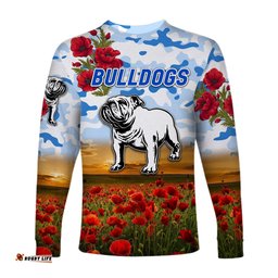Canterbury Bankstown Bulldogs ANZAC Long Sleeve T-shirt Poppy Flowers White