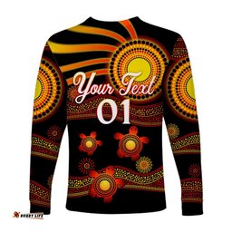 Custom Personalised Aboriginal Indigenous Flag Long Sleeve T-shirt Turtle