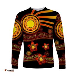 Custom Personalised Aboriginal Indigenous Flag Long Sleeve T-shirt Turtle