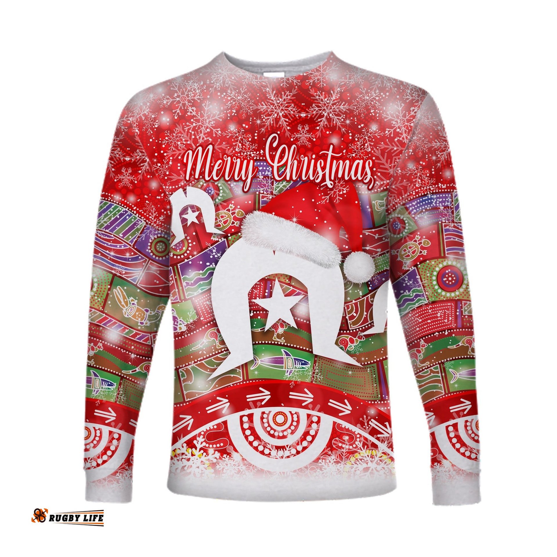 Custom Personalised Australia Torres Trait Islands Christmas Long Sleeve T-shirt Original Style Red