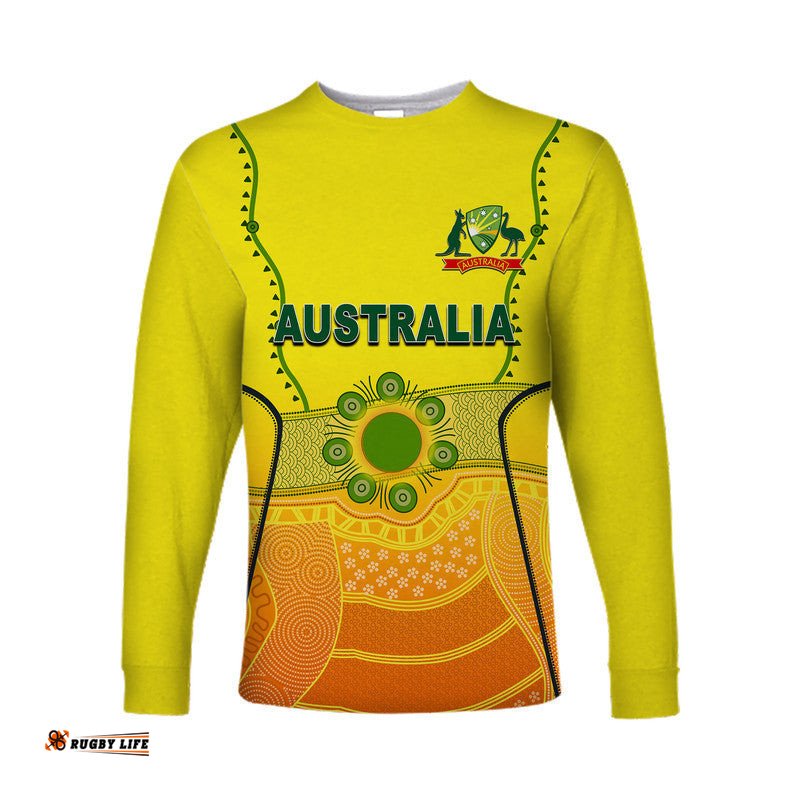 Custom Personalised And Number Australia Cricket Jersey Long Sleeve T-shirts