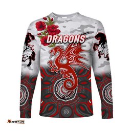 St. George Illawarra Dragons ANZAC Long Sleeve T-shirt Indigenous White