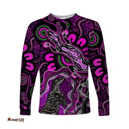 Custom Personalised Aboriginal Lizard Long Sleeve T-shirt Pink Color
