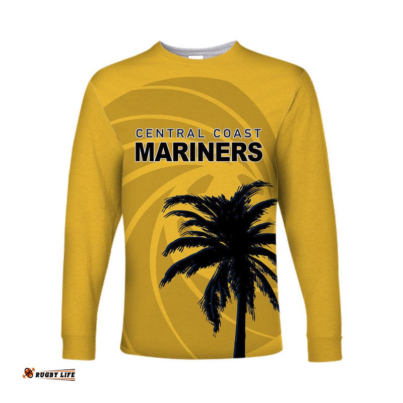 Custom Personalised And Number Mariners Football Long Sleeve T-shirts Yellow Simple Style