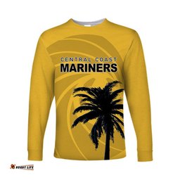 Custom Personalised And Number Mariners Football Long Sleeve T-shirts Yellow Simple Style
