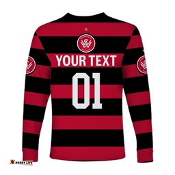 Custom Personalised Western Sydney Wanderers Long Sleeve T-shirt Soccer Club Original Style Black
