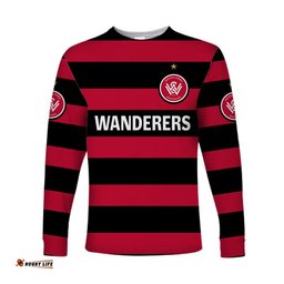 Custom Personalised Western Sydney Wanderers Long Sleeve T-shirt Soccer Club Original Style Black