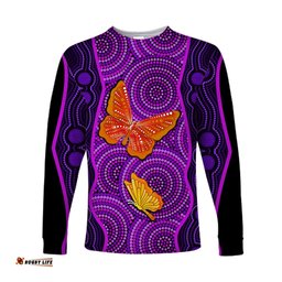 Custom Personalised Aboriginal Dot Long Sleeve T-shirt Butterfly Natural Beauty