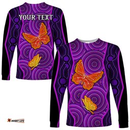 Custom Personalised Aboriginal Dot Long Sleeve T-shirt Butterfly Natural Beauty