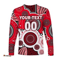 Custom Personalised And Number Dolphins Rugby Long Sleeve T-shirts Aboriginal