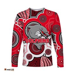 Custom Personalised And Number Dolphins Rugby Long Sleeve T-shirts Aboriginal