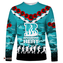 Brisbane Heat ANZAC Long Sleeve T-shirt Camouflage With Poppy