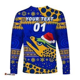 Custom Personalised Parramatta Eels Long Sleeve T-shirts Christmas Simple Style Blue