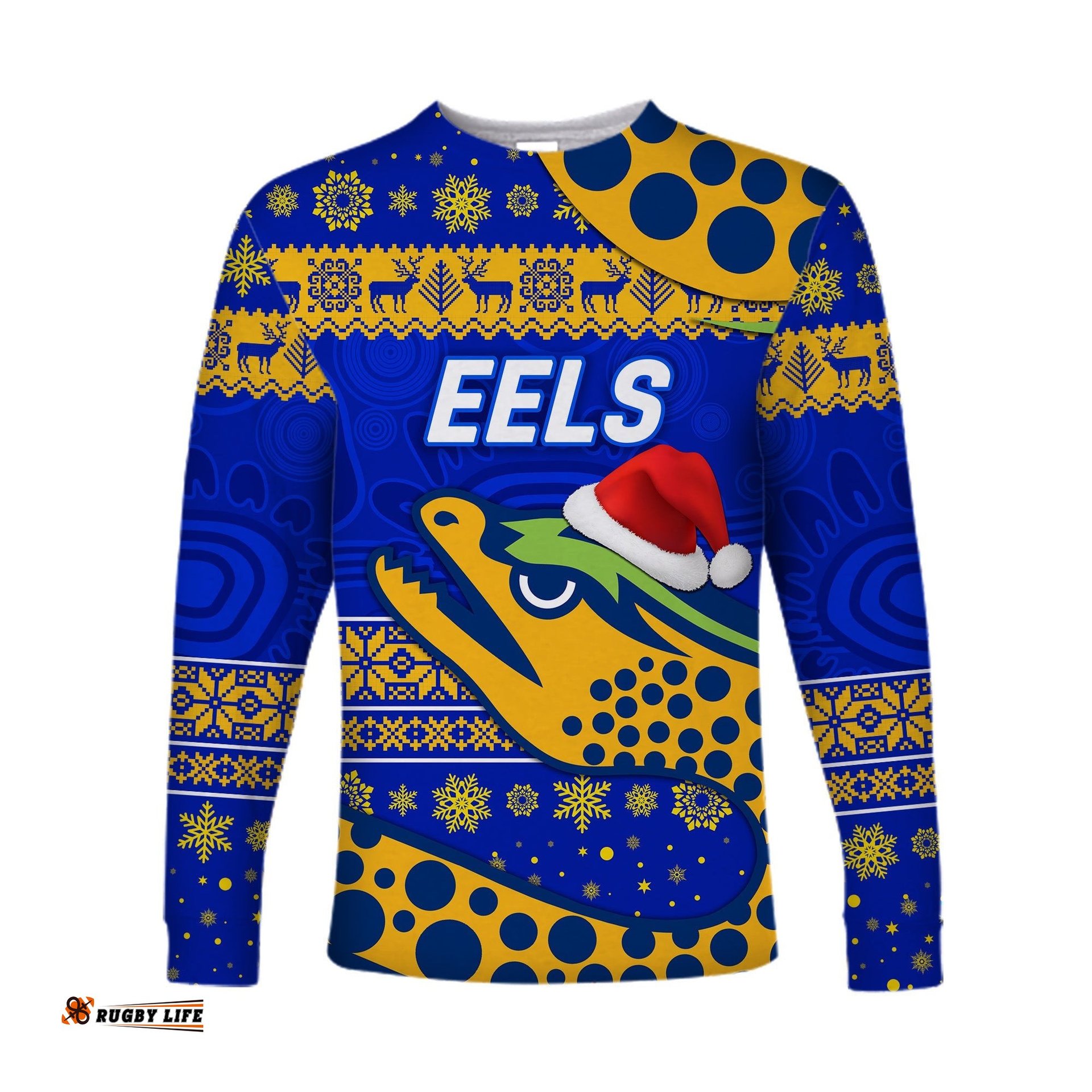 Custom Personalised Parramatta Eels Long Sleeve T-shirts Christmas Simple Style Blue