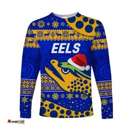 Custom Personalised Parramatta Eels Long Sleeve T-shirts Christmas Simple Style Blue