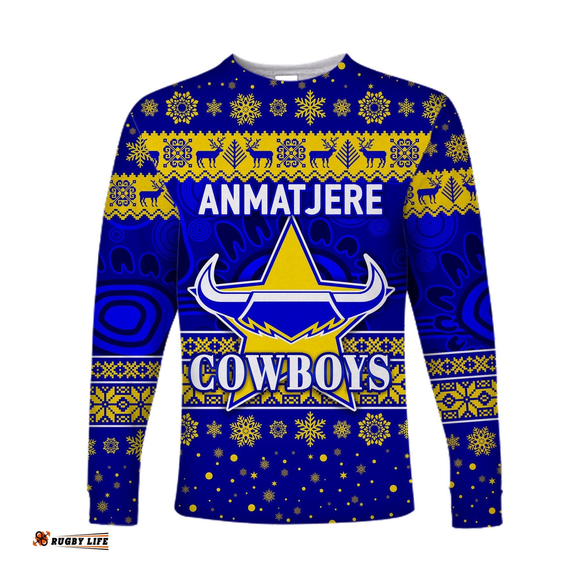 Custom Personalised Anmatjere Cowboys Football Club Long Sleeve T-shirt Christmas Simple Style