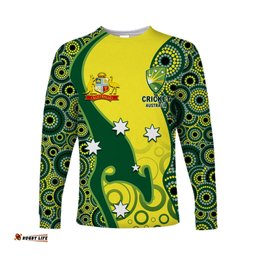Cricket Long Sleeve T-shirts Australian Cricket Aboriginal Dot Patterns