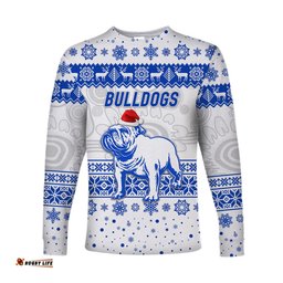 Canterbury Bankstown Bulldogs Long Sleeve T-shirts Christmas Simple Style White