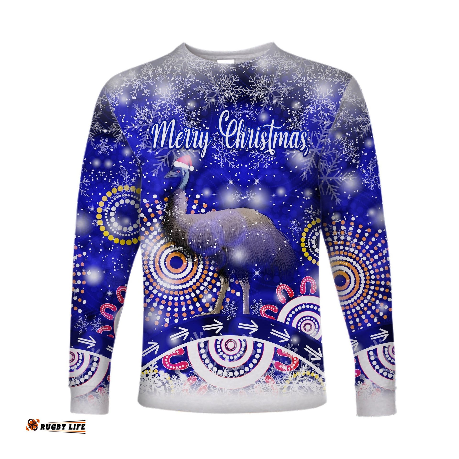 Custom Personalised Australia Emu Christmas Long Sleeve T-shirt Original Style Blue