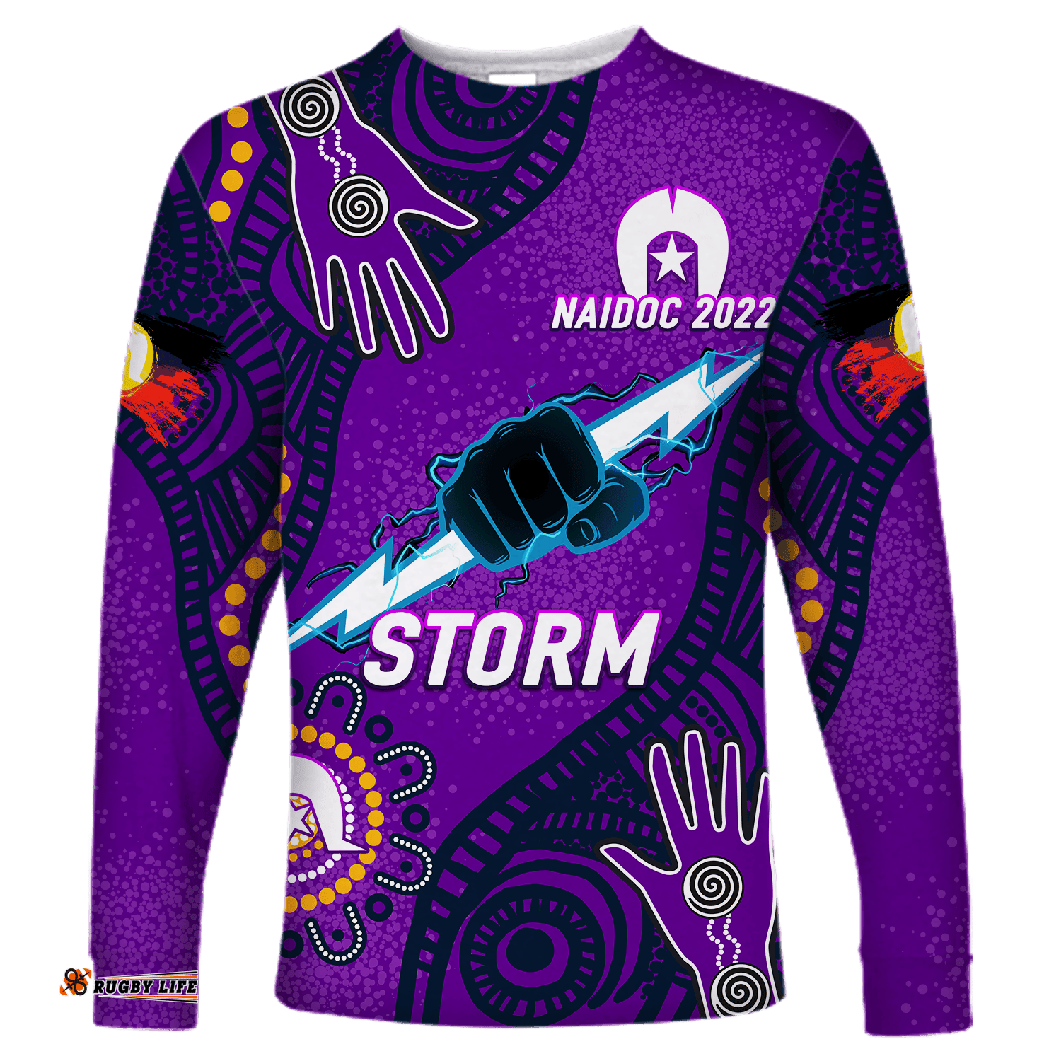 Custom Personalised Storm Rugby NAIDOC Aboriginal Long Sleeve T-shirt
