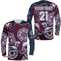 Custom Text And Number Sea Eagles Rugby Long Sleeve T-shirt Simple Aboriginal 1946