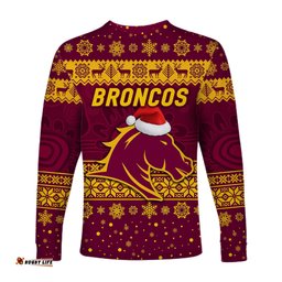 Brisbane Broncos Long Sleeve T-shirts Christmas Simple Style Maroon