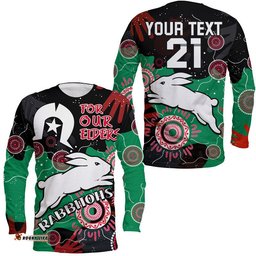 Custom Personalised Rabbitohs Rugby NAIDOC Long Sleeve T-shirt Torres Strait Aboriginal