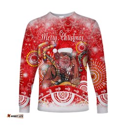 Custom Personalised Australia Boomerang Indigenous Christmas Long Sleeve T-shirt Original Style Red