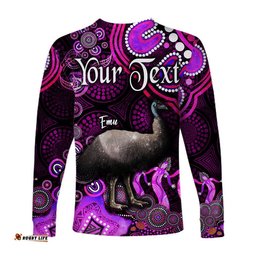 Custom Personalised Australian Astrology Long Sleeve T-shirt Aquarius Emu Glider Zodiac Aboriginal Pink