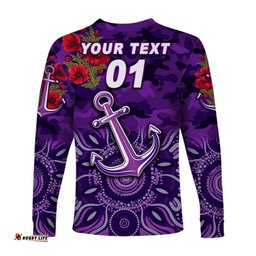 Custom Personalised Fremantle Dockers ANZAC Long Sleeve T-shirt Freo Indigenous