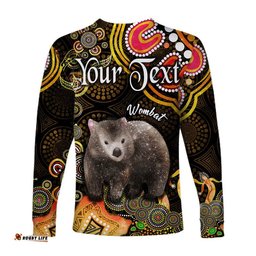 Custom Personalised Australian Astrology Long Sleeve T-shirt Taurus Wombat Zodiac Aboriginal Gold