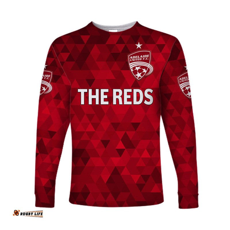Custom Personalised Adelaide United The Reds Long Sleeve T-shirt Soccer Club Original Style Red