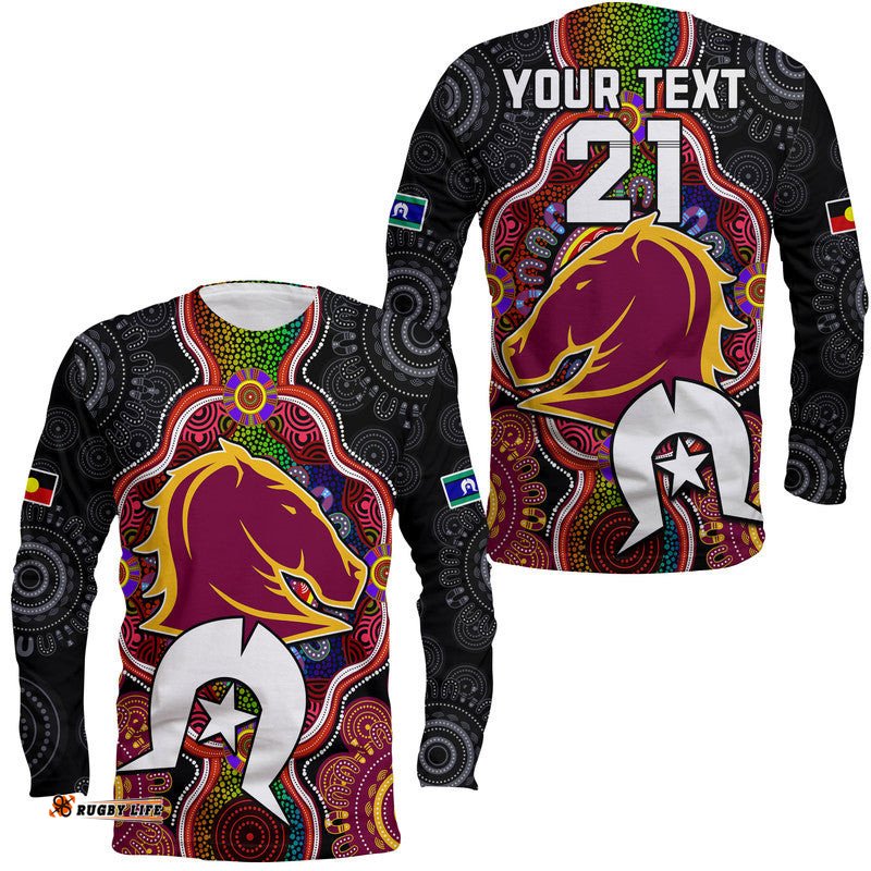 Custom Personalised Broncos Rugby NAIDOC Week Long Sleeve T-shirt Indigenous