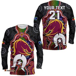 Custom Personalised Broncos Rugby NAIDOC Week Long Sleeve T-shirt Indigenous