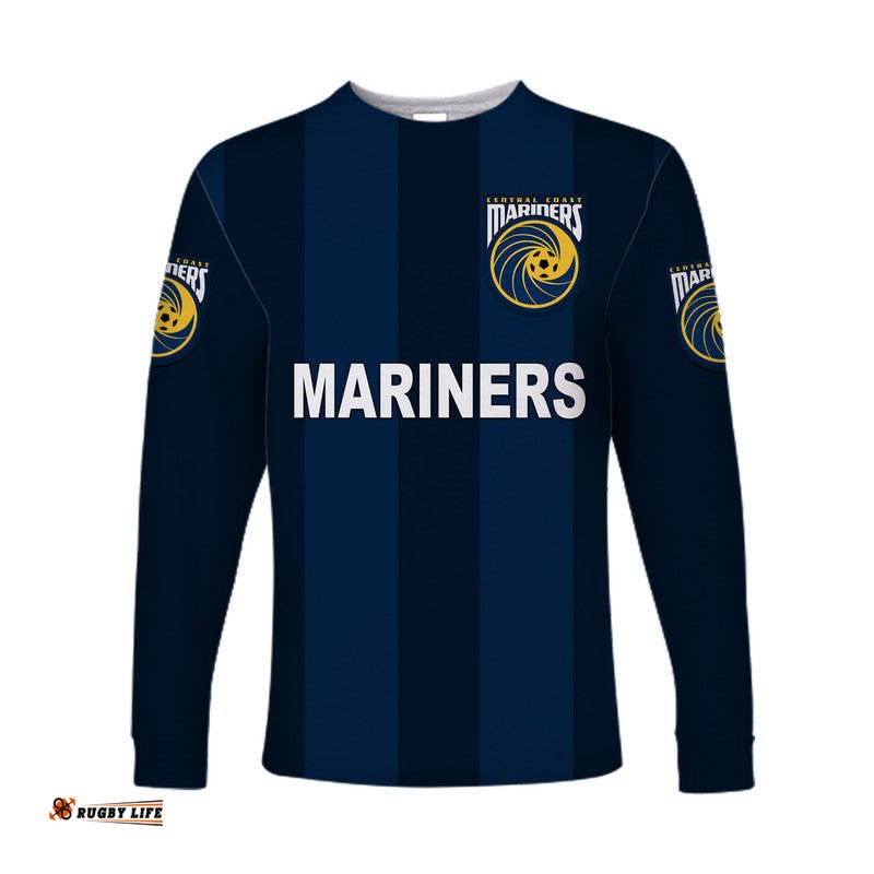 Custom Personalised Central Coast Mariners Long Sleeve T-shirt Soccer Club Original Style Navy