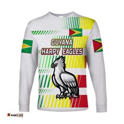 Custom Personalised Guyana Cricket Harpy Eagles Long Sleeve T-shirt Original Style White