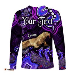 Custom Personalised Australian Astrology Long Sleeve T-shirt Capricorn Goanna Zodiac Aboriginal Purple