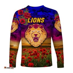 Brisbane Lions ANZAC Long Sleeve T-shirt Poppy