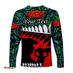 Custom Personalised New Zealand Maori ANZAC Long Sleeve T-shirt Remembrance Soldier Turquoise
