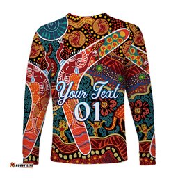 Custom Personalised Aboriginal Boomerang Long Sleeve T-shirt Indigenous