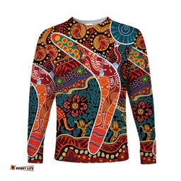 Custom Personalised Aboriginal Boomerang Long Sleeve T-shirt Indigenous