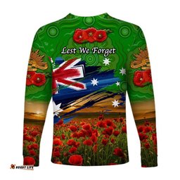Australia Aboriginal ANZAC Long Sleeve T-shirt Poppy Green