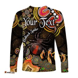 Custom Personalised Australian Astrology Long Sleeve T-shirt Scorpio Redback Spider Zodiac Aboriginal Gold