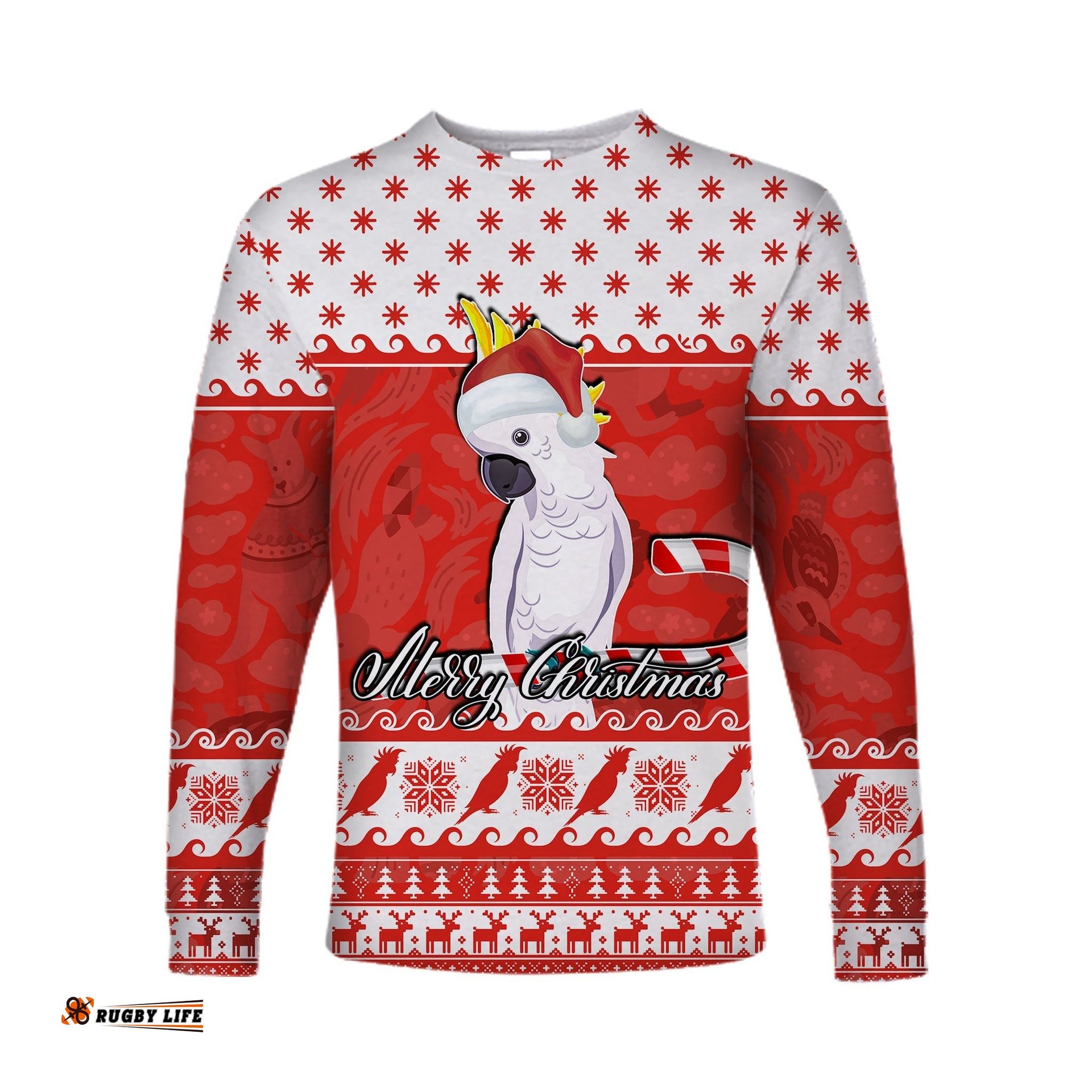 Cockatoo Long Sleeve T-shirt Christmas Australia Red Style