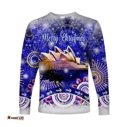 Custom Personalised Australian Sydney Opera House Christmas Long Sleeve T-shirt Original Style Blue