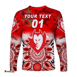 Custom Personalised Federal Football Club ANZAC Long Sleeve T-shirt Indigenous