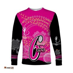 Custom Personalised And Number Sydney Sixers Long Sleeve T-shirts Cricket Aboriginal