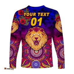 Custom Personalised Brisbane Lions ANZAC Long Sleeve T-shirt Indigenous